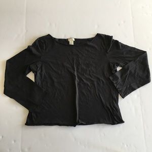 J Jill Size Medium Top Black Ballet Neck Cotton